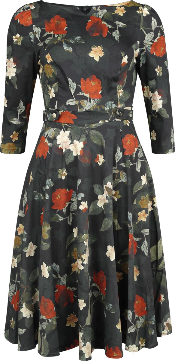 H&R London - Rockabilly Kleid knielang - XS bis 3XL - für Damen - Größe XS - multicolor