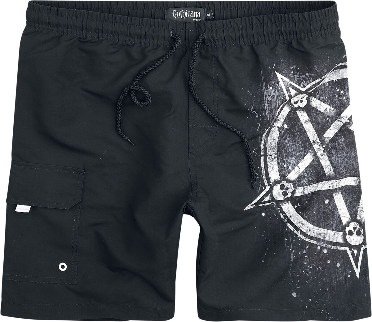 Gothicana by EMP Badeshort - Swim Short With Pentagram Print - M bis XXL - für Männer - Größe XXL - schwarz
