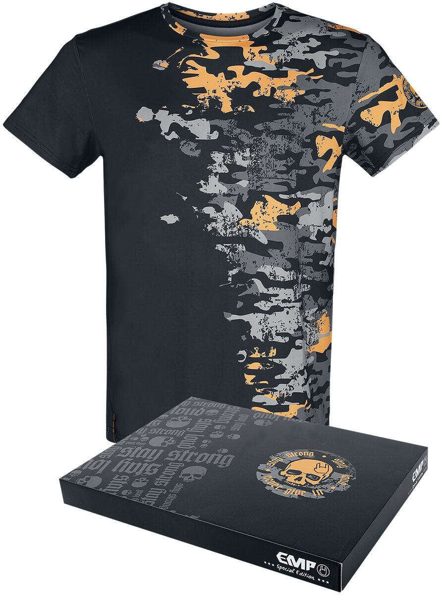 EMP Special Collection Sport T-shirt with Camouflage Print T-Shirt black