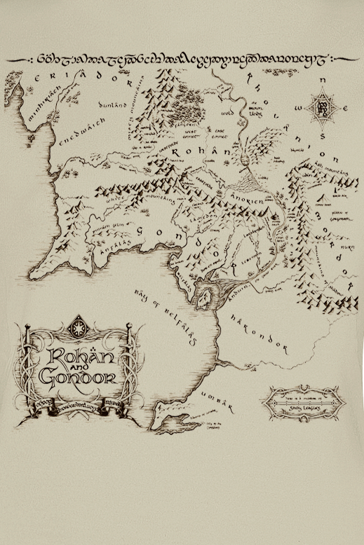 Thumbnail - Der Herr der Ringe Gondor Map T-Shirt sand in L