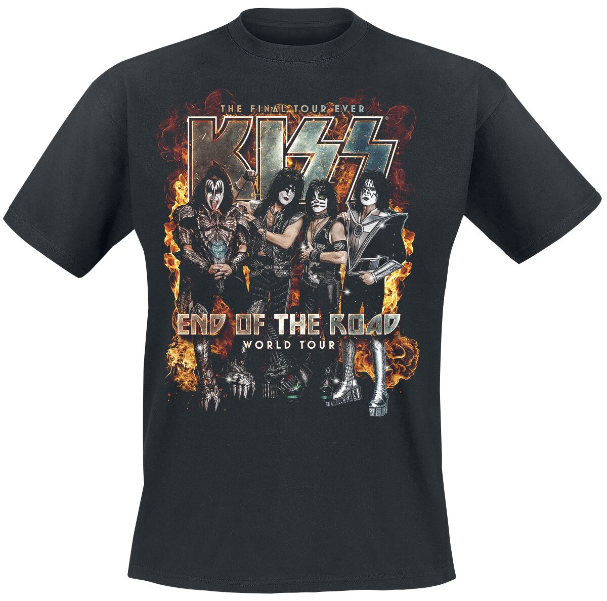 Kiss T-Shirt - EOTR World Tour Burning - M bis 3XL - für Männer - Größe 3XL - schwarz  - Lizenziertes Merchandise!