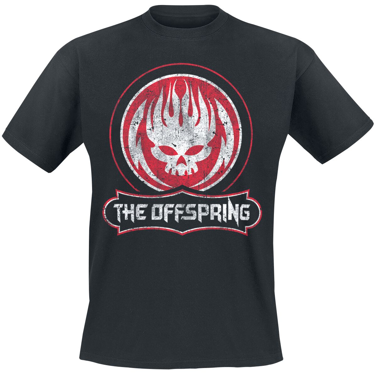 Image of The Offspring Distressed Skull T-Shirt schwarz