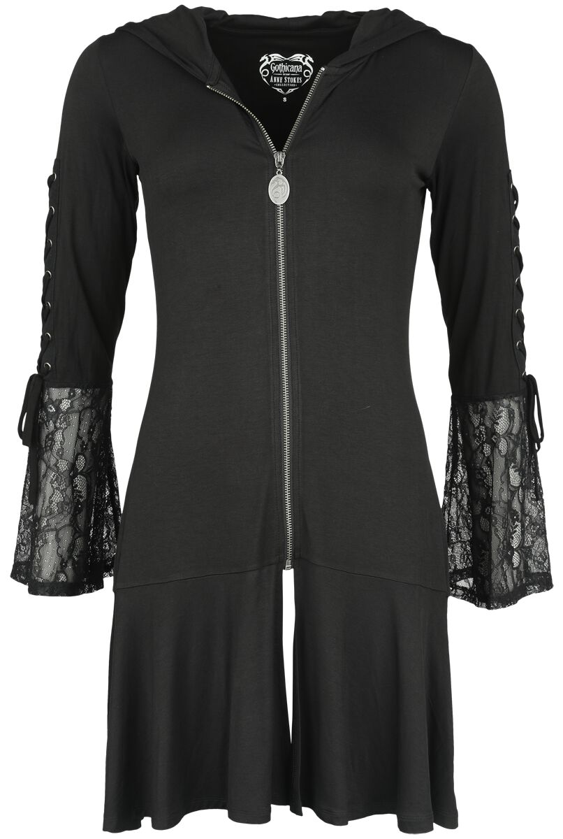 Image of Felpa jogging Gothic di Gothicana by EMP - Gothicana X Anne Stokes hoodie jacket - S a XXL - Donna - nero