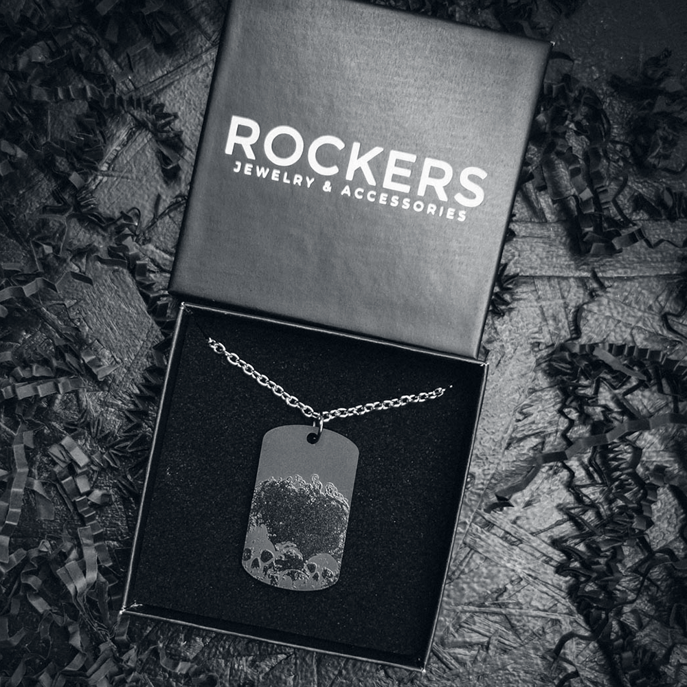 Rockers Skull Dogtag Halskette schwarz