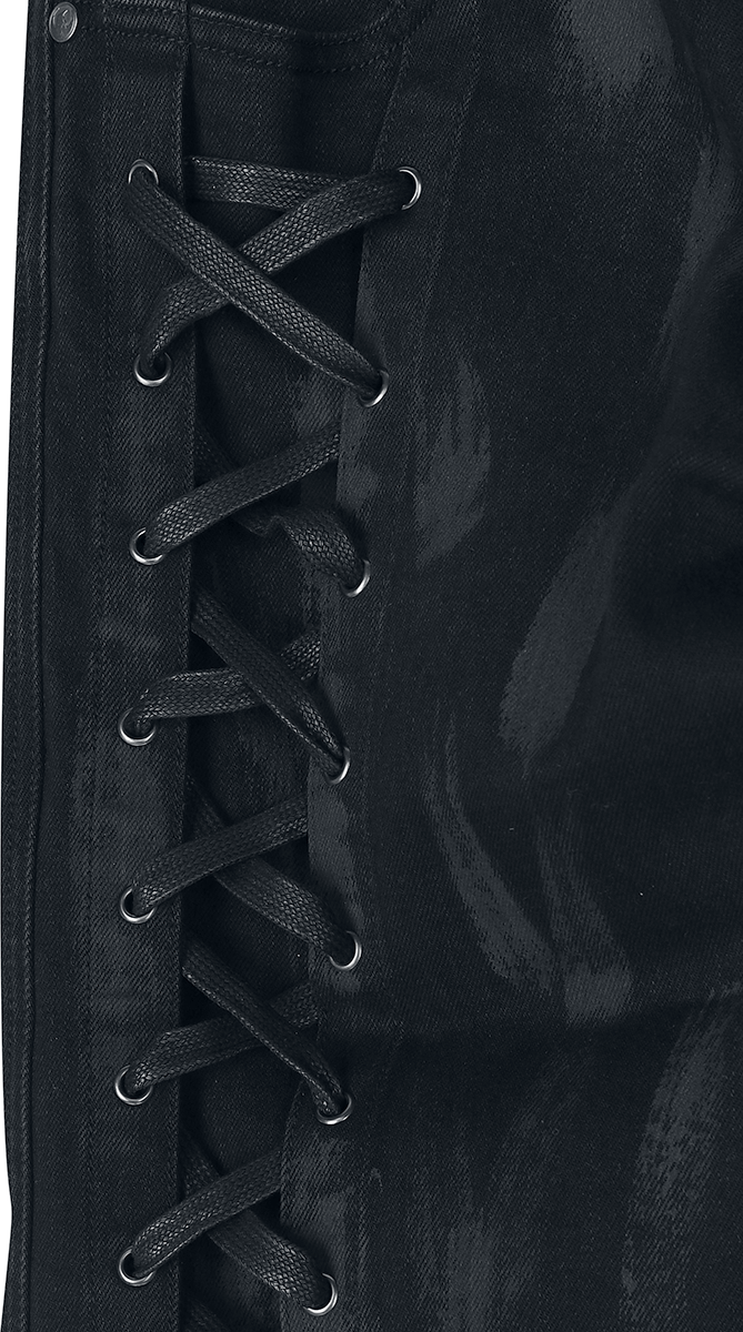 Thumbnail - Black Premium by EMP Essential - Slim Cargo Jeans Jared with Lacing Jeans schwarz in W34L34