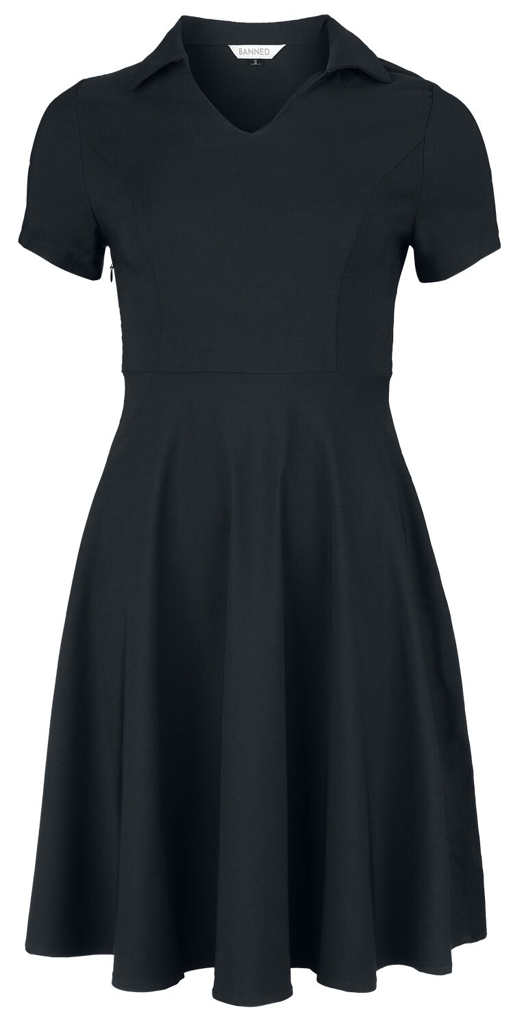 Banned Retro Wonder Fit & Flare Dress Mittellanges Kleid schwarz in 4XL