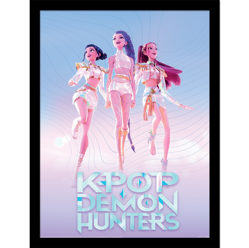 KPop Demon Hunters Anime Framed Image - Trio - coloured