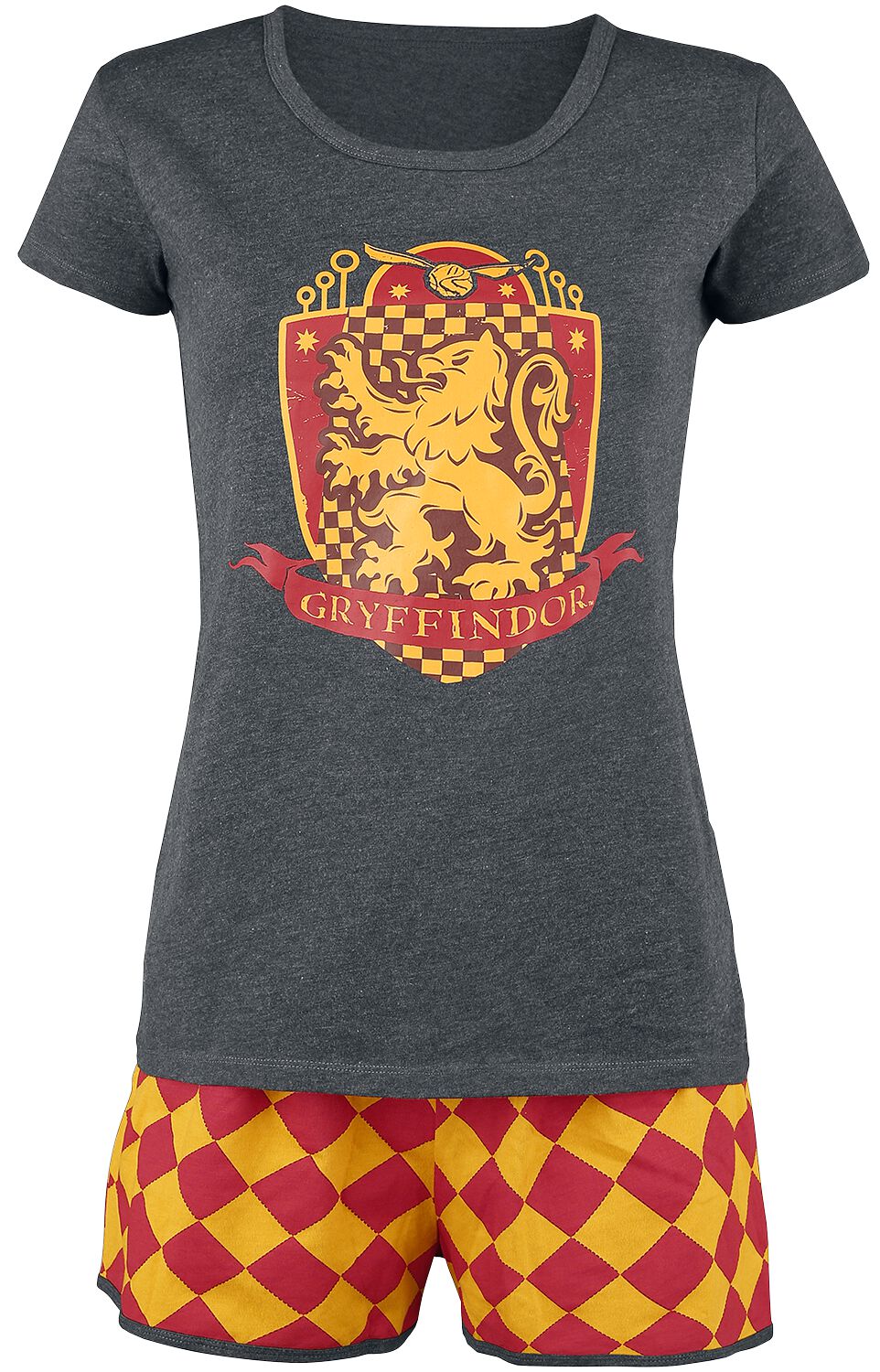 Harry Potter Schlafanzug - Gryffindor Quidditch - XS bis 5XL - für Damen - Größe M - grau/rot/gelb  - EMP exklusives Merchandise!