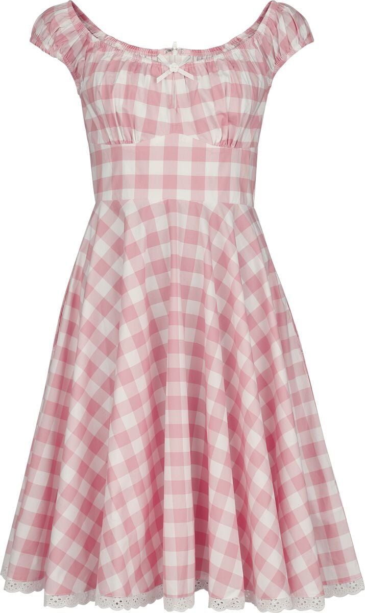 Robe mi-longue Rockabilly de Hell Bunny - Cindy - Robe - XS à XL - pour Femme - rose/blanc