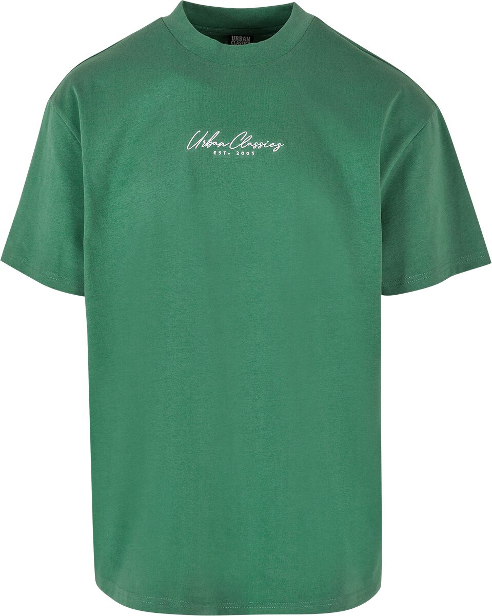 Urban Classics T-Shirt - Oversized Mid Embroidery Tee - S bis 4XL - für Männer - Größe L - grün