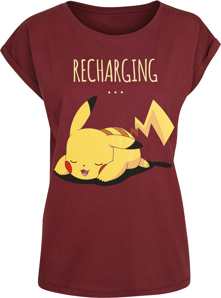 Levně Pokémon Pikachu - Recharging Dámské tričko bordová