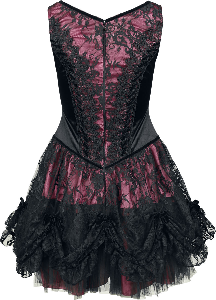 6426022135126 - Gothic Short Dress Kurzes Kleid schwarz pink in M 6426022135126 - Gothic Short Dress Kurzes Kleid schwarz pink in M