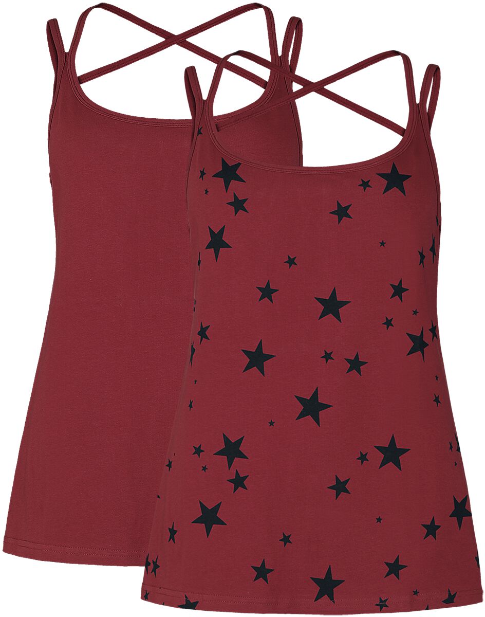 Top für Damen  rot Girl-Tops Doppelpack mit Sternen von RED by EMP
