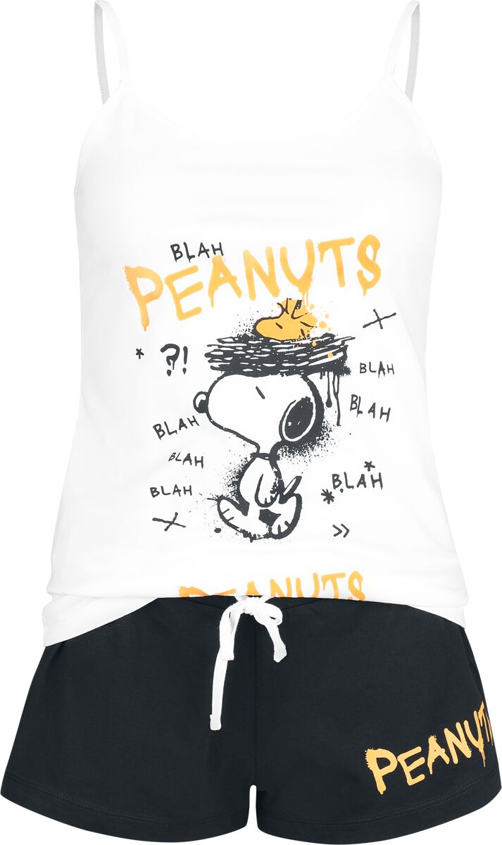 Peanuts Schlafanzug - Snoopy - S bis 3XL - für Damen - Größe 3XL - weiß/schwarz  - EMP exklusives Merchandise!