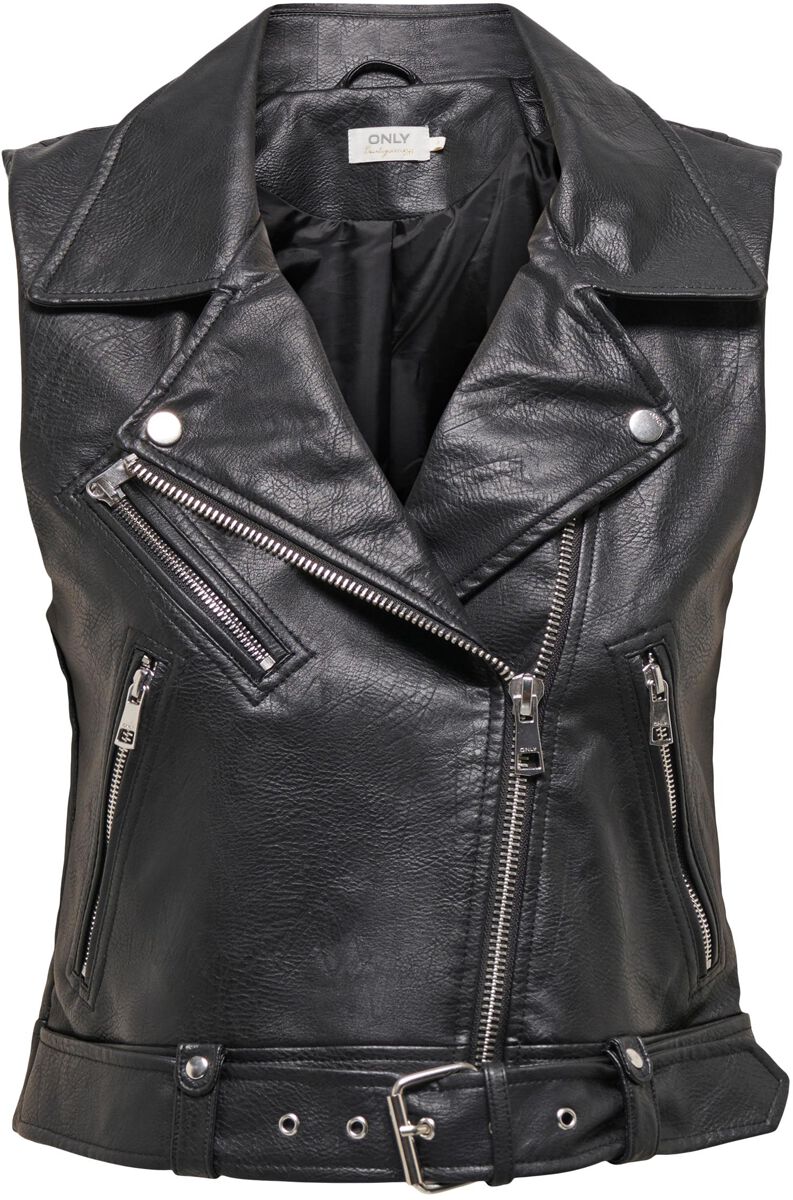 Only Weste - Onlvera Faux Leather Waistcoat - XS bis M - für Damen - Größe M - schwarz