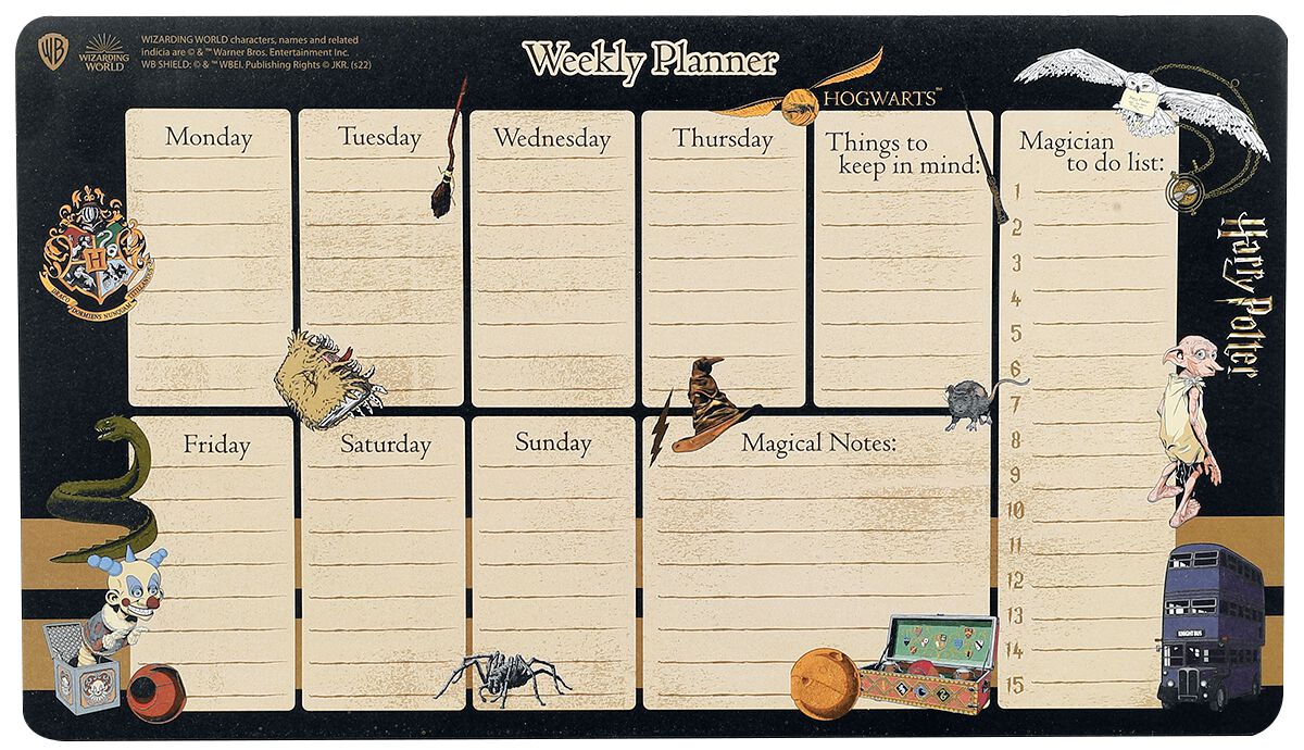 Hogwarts Wochenplaner Wandkalender multicolor von Harry Potter