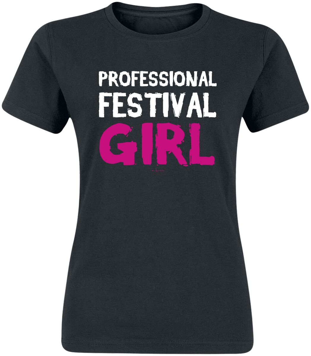 Alkohol & Party Professional Festival Girl T-Shirt schwarz