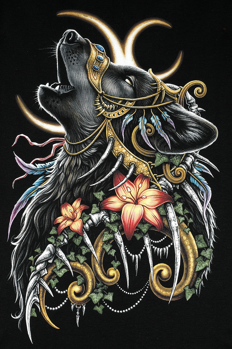 Sarah Richter - Gothic T-Shirt - Howling Wolf - L - für Damen - Größe L - schwarz