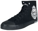 Schwarze Sneaker mit seitlichem Print und Stickerei hinten, Gothicana by EMP, Sneaker high