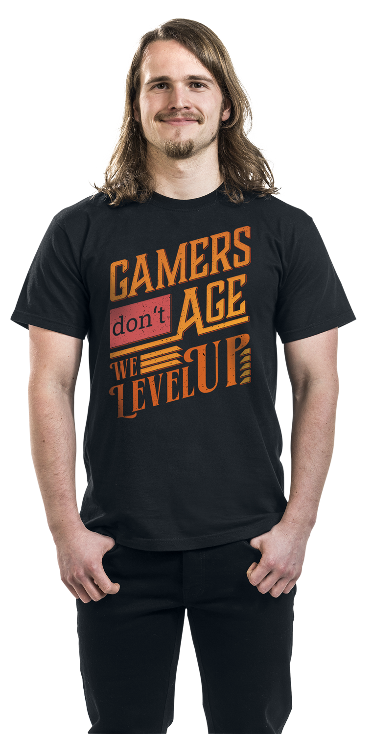 Funshirt Gamers Don't Age - We Level Up T-Shirt schwarz