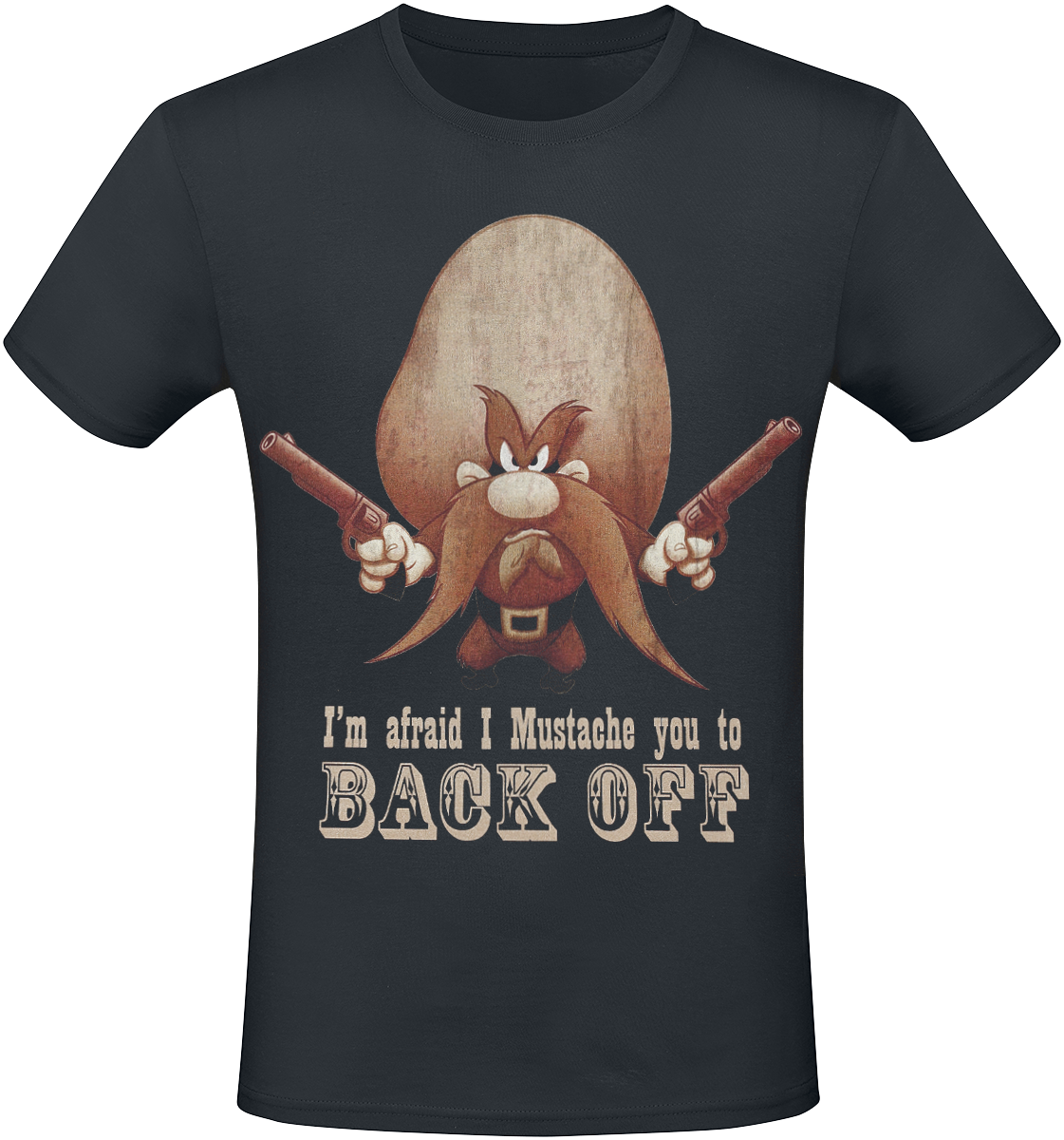 Looney Tunes  T-Shirt - I'm afraid I Mustache you to BACK OFF - for Men - black