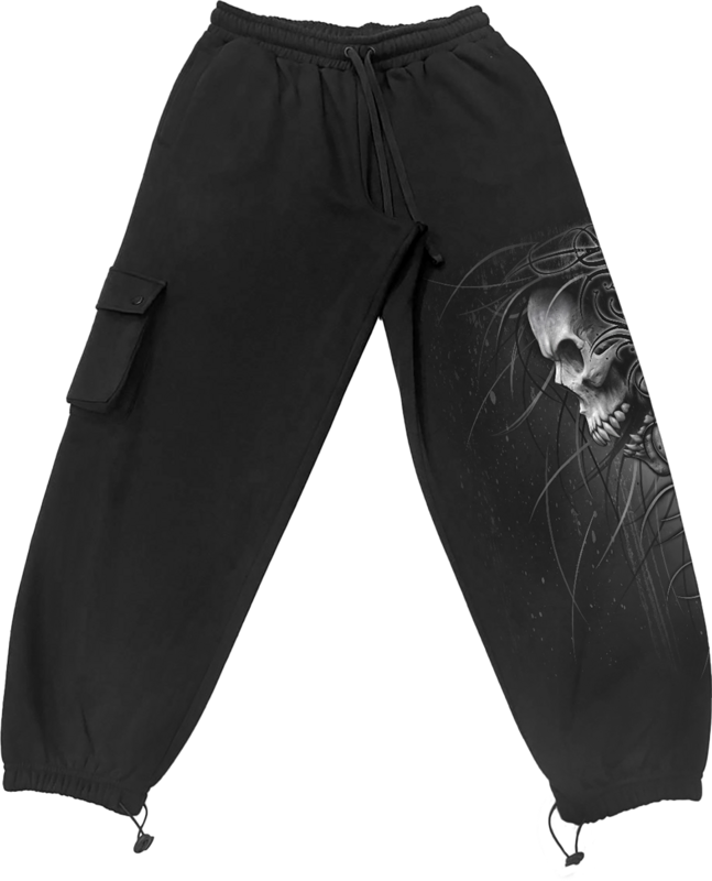 Spiral  Tracksuit Trousers - Death Forever - Casual Cargo Joggers - for Men - black