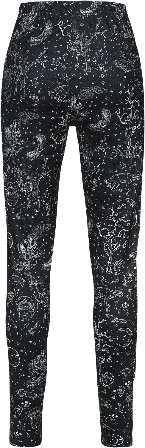 Jawbreaker - Gothic Leggings - Night Forest Leggings - XS bis 4XL - für Damen - Größe 4XL - schwarz/weiß