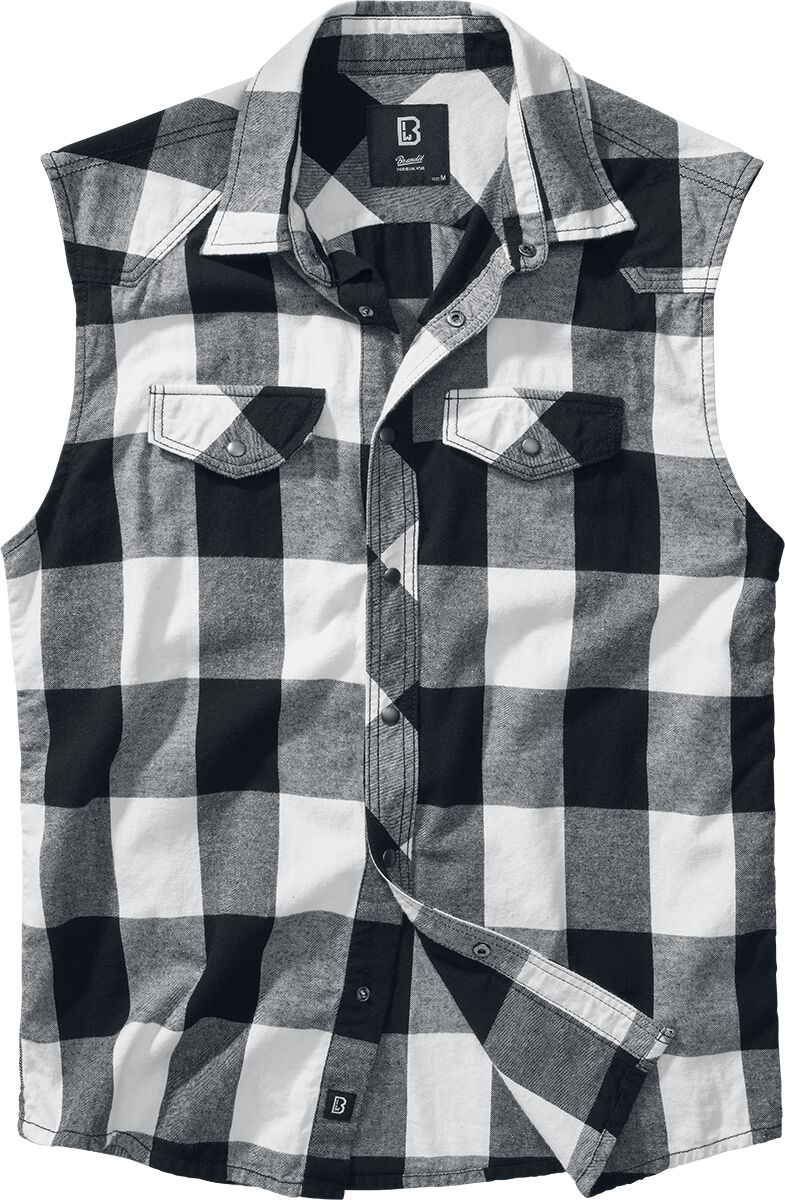 Sleeveless Checkshirt Kurzarmhemd schwarz/weiß von Brandit
