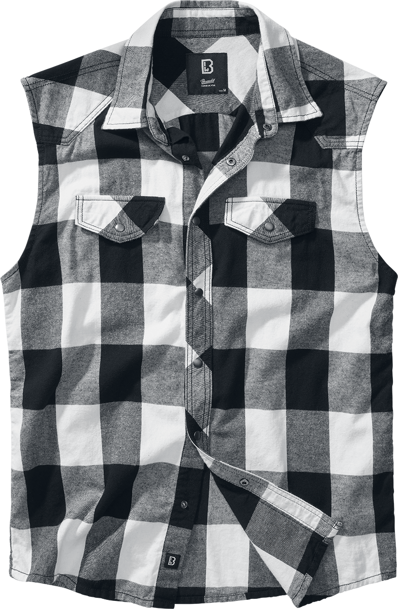 Brandit - Sleeveless Checkshirt - Kurzarmhemd - schwarz| weiß