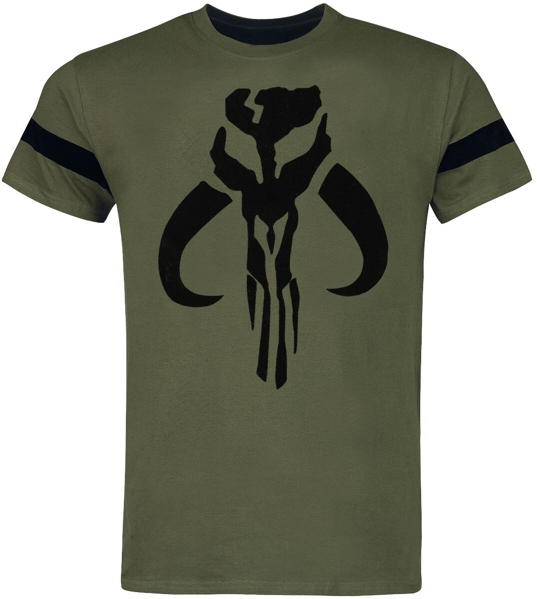 The Mandalorian Skull Flock T-Shirt grün von Star Wars