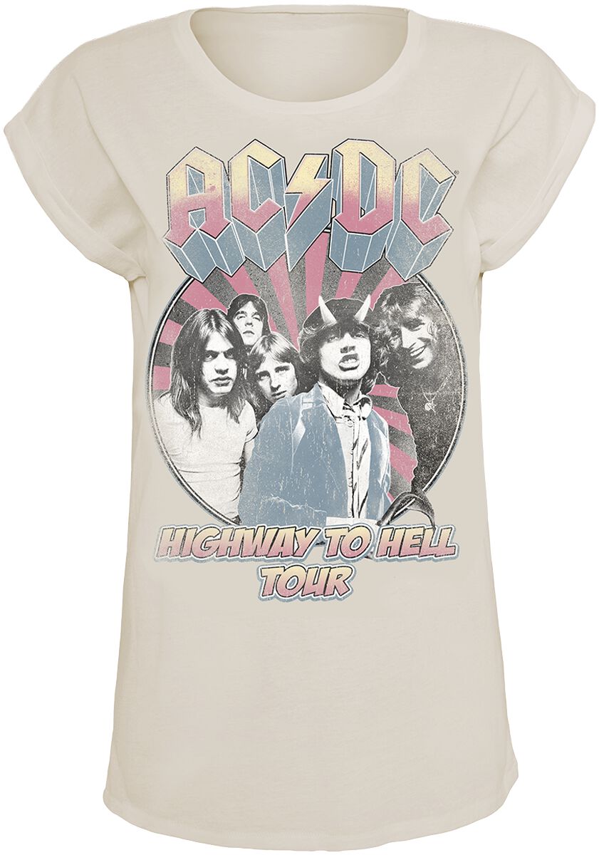 T-Shirt Manches courtes de AC/DC - Highway To Hell Tour - S à XXL - pour Femme - blanc cassé