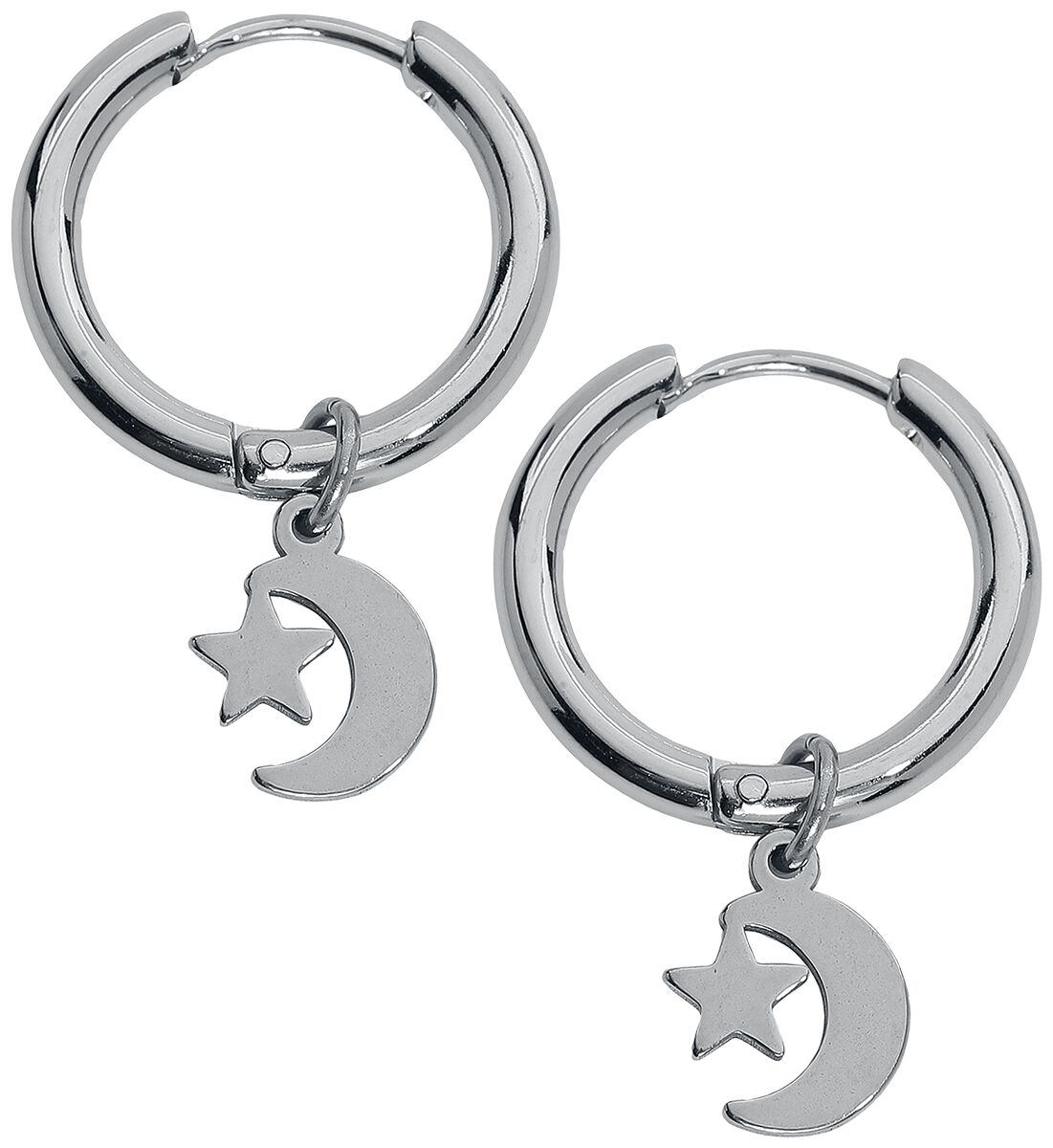 EtNox Moon and Stars Hoops Earring silver coloured