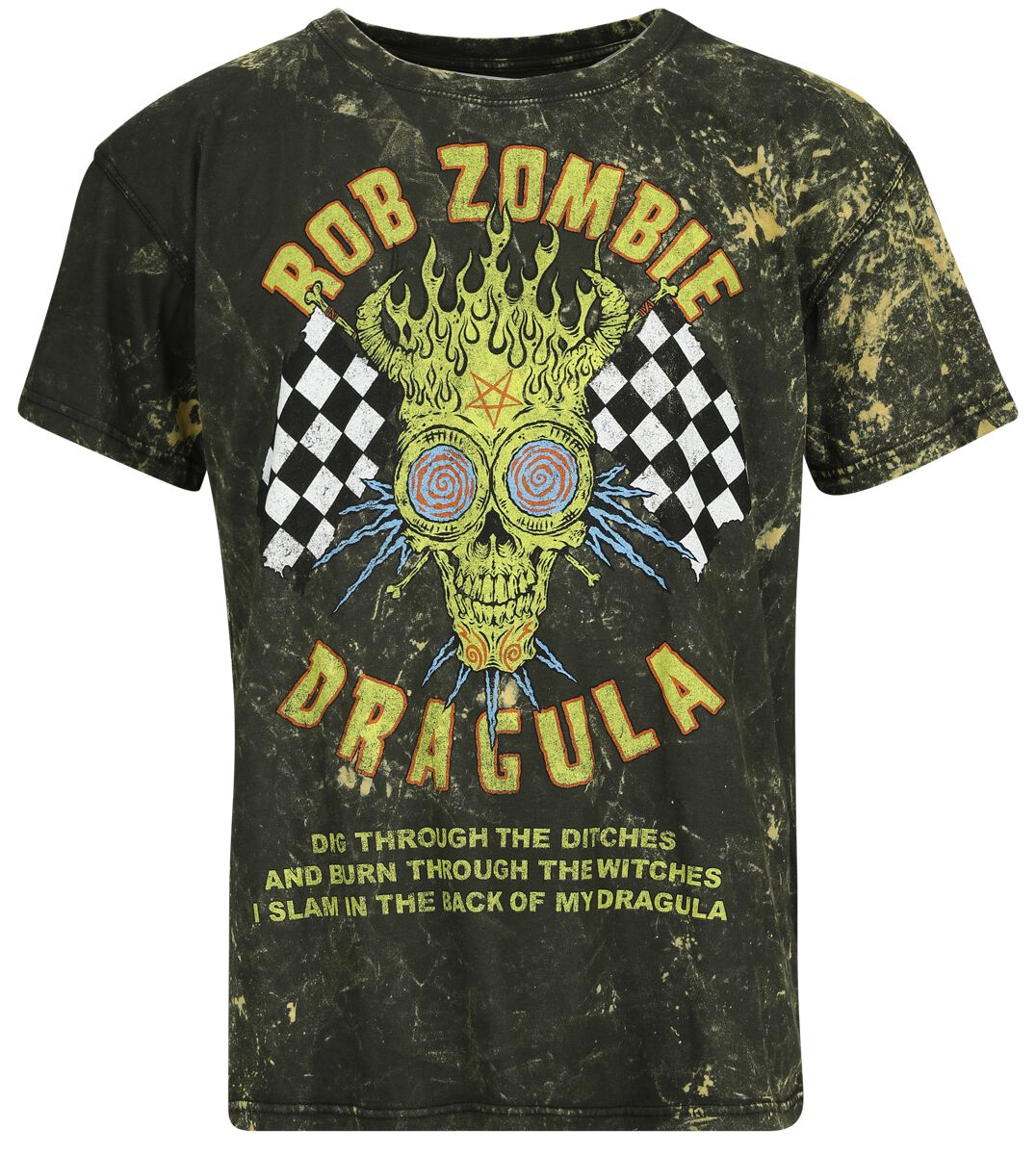 Levně Rob Zombie Dragula Racing Tričko hnědá