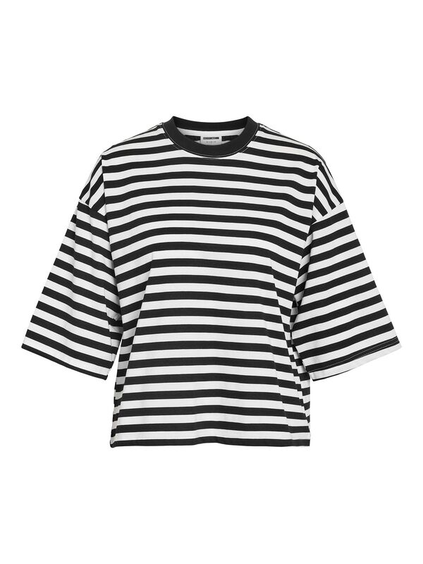 Noisy May Nmember 2/4 Stripe Sweat Noos T-Shirt Schwarz Weiß In Xs