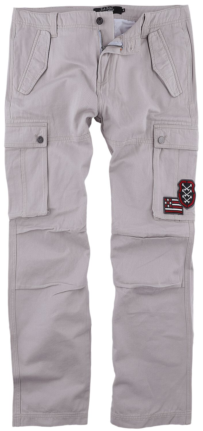 Image of Pantaloni modello cargo di Rock Rebel by EMP - Army vintage trousers - S a XXL - Uomo - grigio