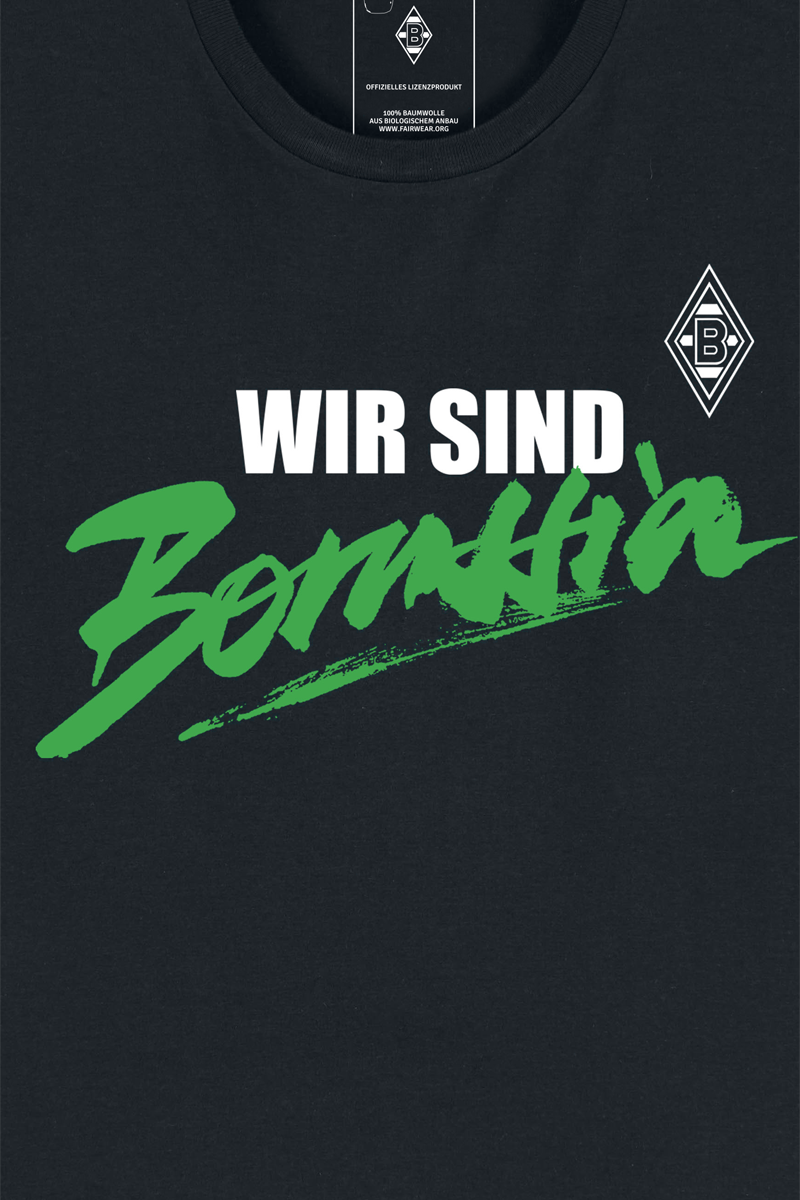 Borussia Mönchengladbach T-Shirt - Wir sind Borussia - S bis M - für Männer - Größe S - schwarz