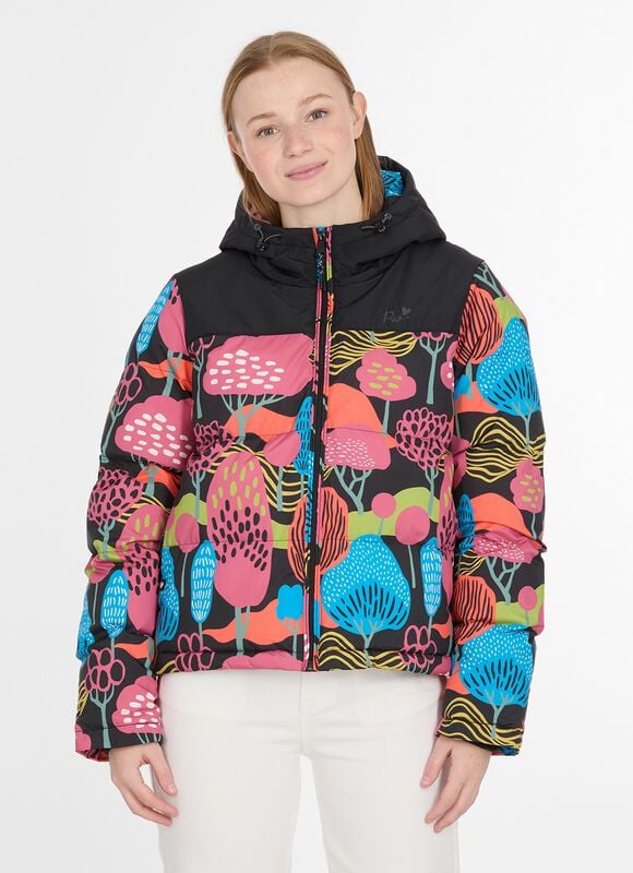 4255813155904 - Damen Steppjacke mit Kapuze und Print Amazze