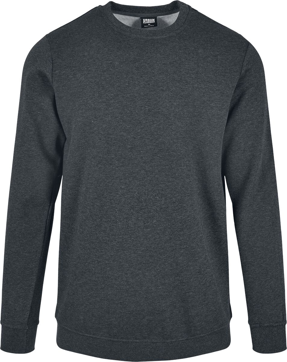 Urban Classics Sweatshirt - Basic Terry Crew - XXL bis 3XL - für Männer - Größe 3XL - dunkelgrau meliert
