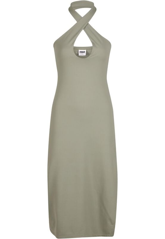 Urban Classics  Midi Dress - Ladies' Crossed Neckholder Dress - for Women - olive