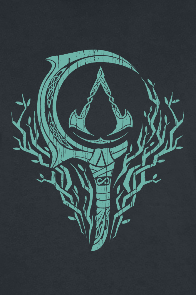Assassin's Creed Valhalla - Sickle Symbol Mittellanges Kleid schwarz