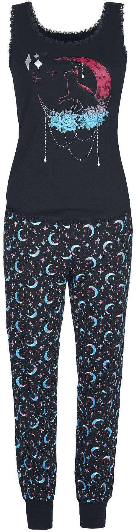 Full Volume by EMP Pyjama set with moon print Pyjama black