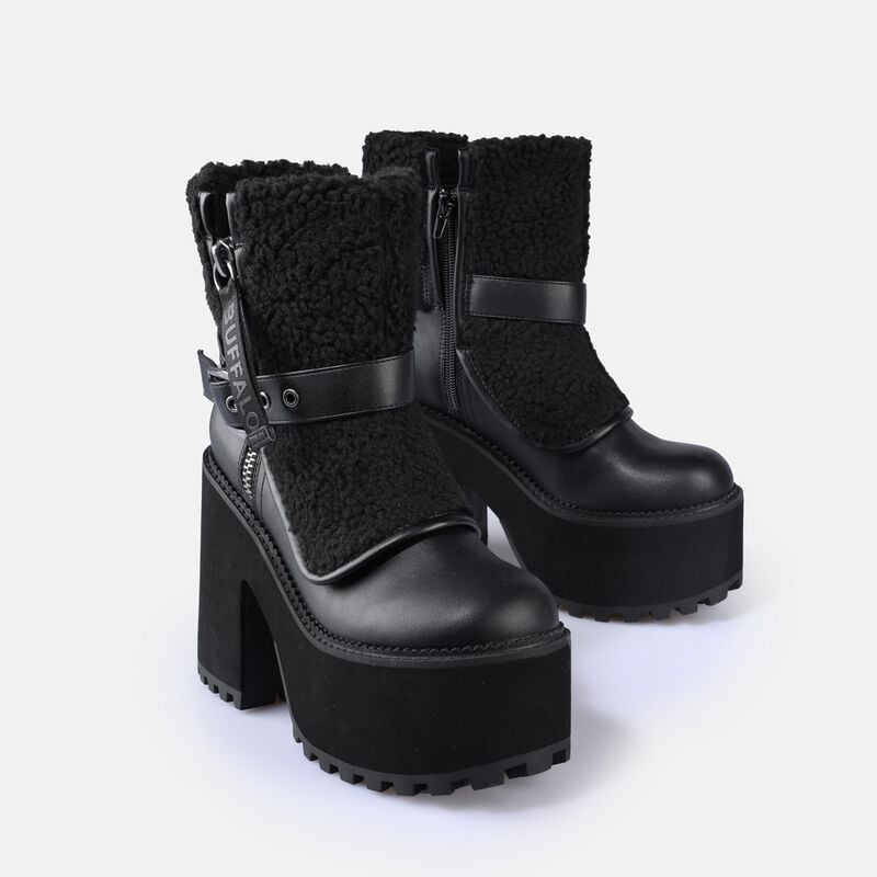 Bottes  de Buffalo - KILLAH FOLD BOOT WARM - VEGAN NAPPA/FUR - BLACK - EU36 à EU42 - pour Femme - noir