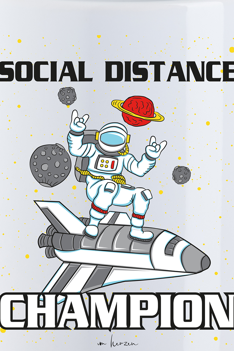 Sprüche Social Distance Champion Tasse weiß