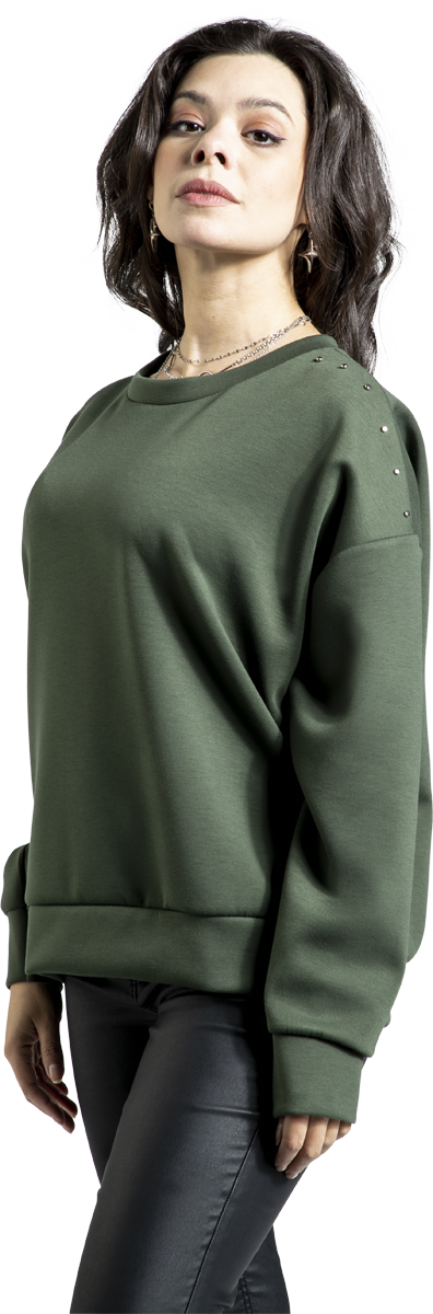 Thumbnail - RED by EMP Fine Line Rivets Langarmshirt khaki in L