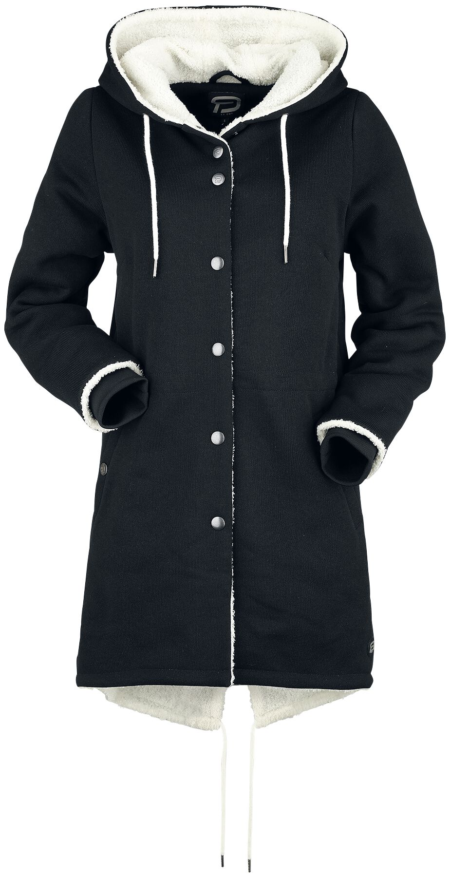 Levně RED by EMP Ležérný kabát s flísovou podšívkou Dámský kabát cerná/bílá