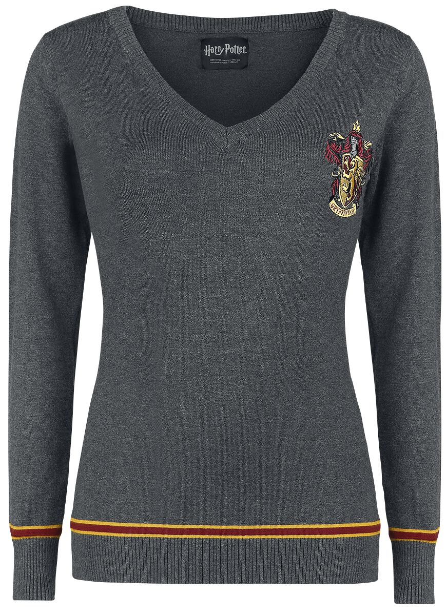 Harry Potter Gryffindor Strickpullover grau meliert in XL