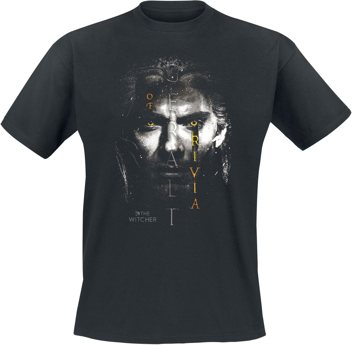The Witcher T-Shirt – Geralt – Glowing Eyes – XXL – für Männer – Größe XXL – schwarz  – Lizenzierter Fanartikel