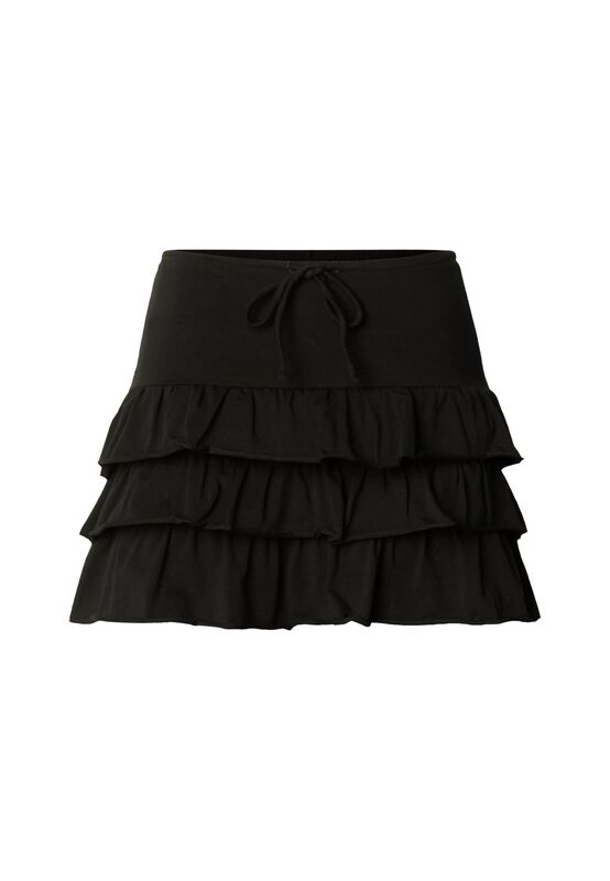 Urban Classics Kort kjol - Ladies Volants Jersey Skirt - XS L - för Dam - svart