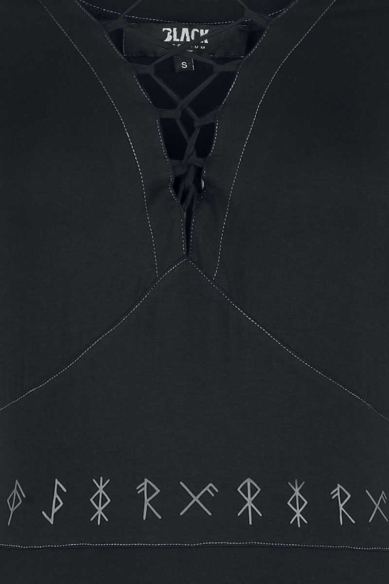 4068143325226 - Pagan Roots Dress with Lacing & Sharkbite Hem Langes Kleid schwarz in M 4068143325226 - Pagan Roots Dress with Lacing & Sharkbite Hem Langes Kleid schwarz in M