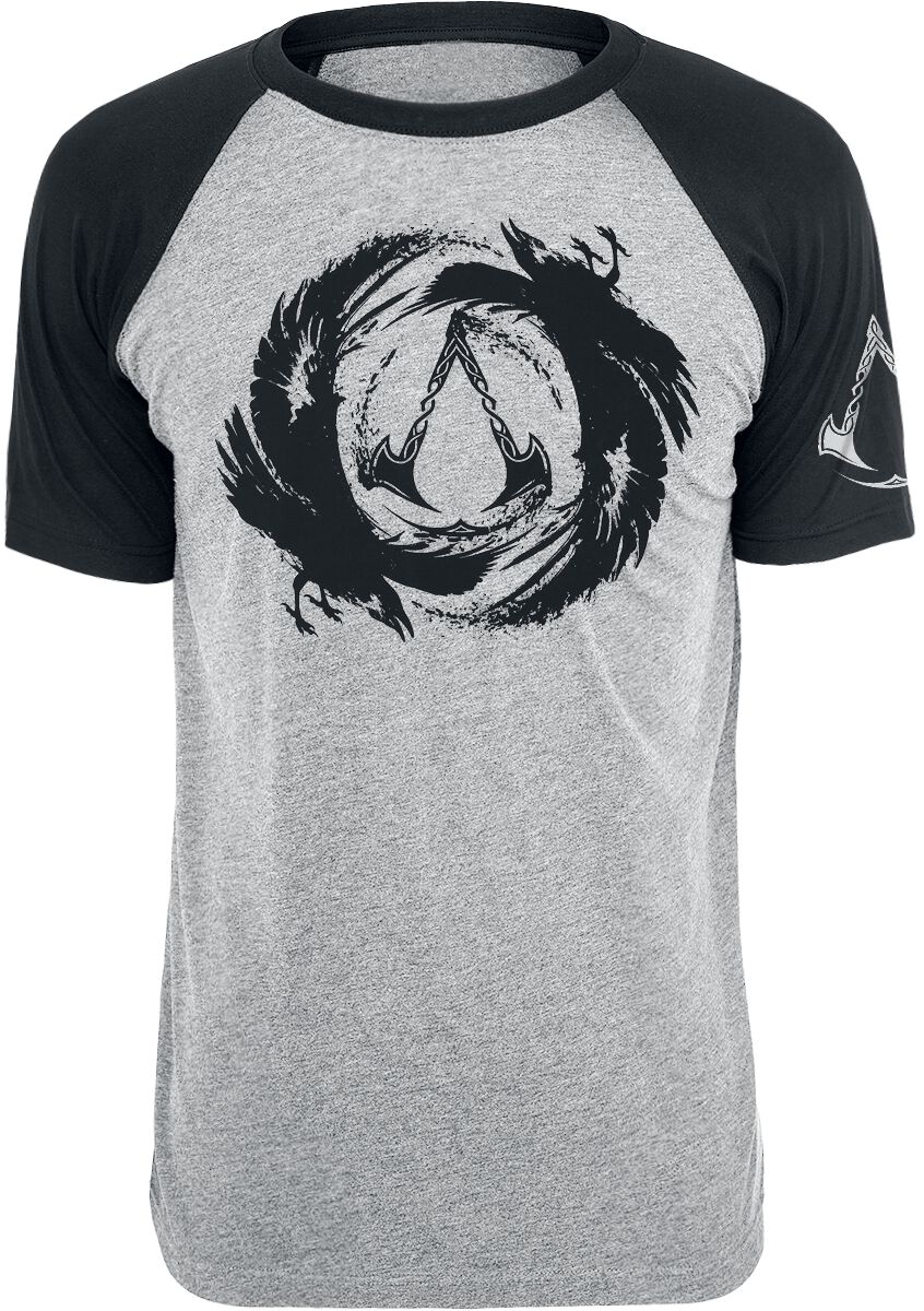 Assassin's Creed Valhalla - Logo & Raven T-Shirt mixed grey black